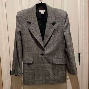 Jones New York 10 Tweed Jacket Black&White,Single-Breasted Detailing sleeve cuff